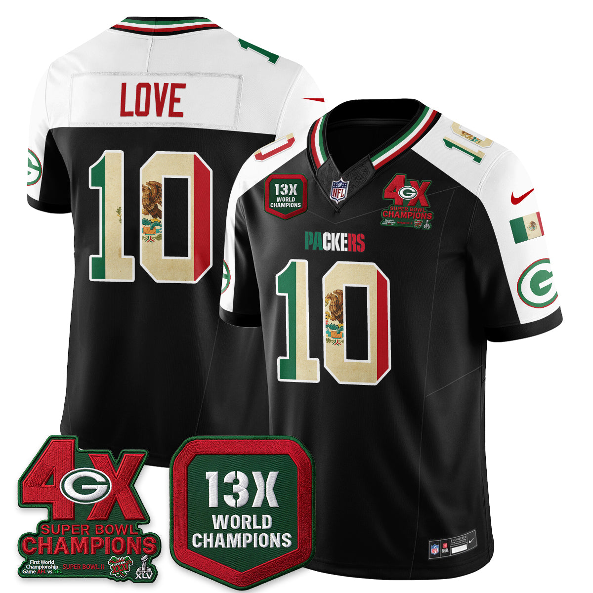 Green Bay Packers Mexico Edition Vapor Jersey - Stitched