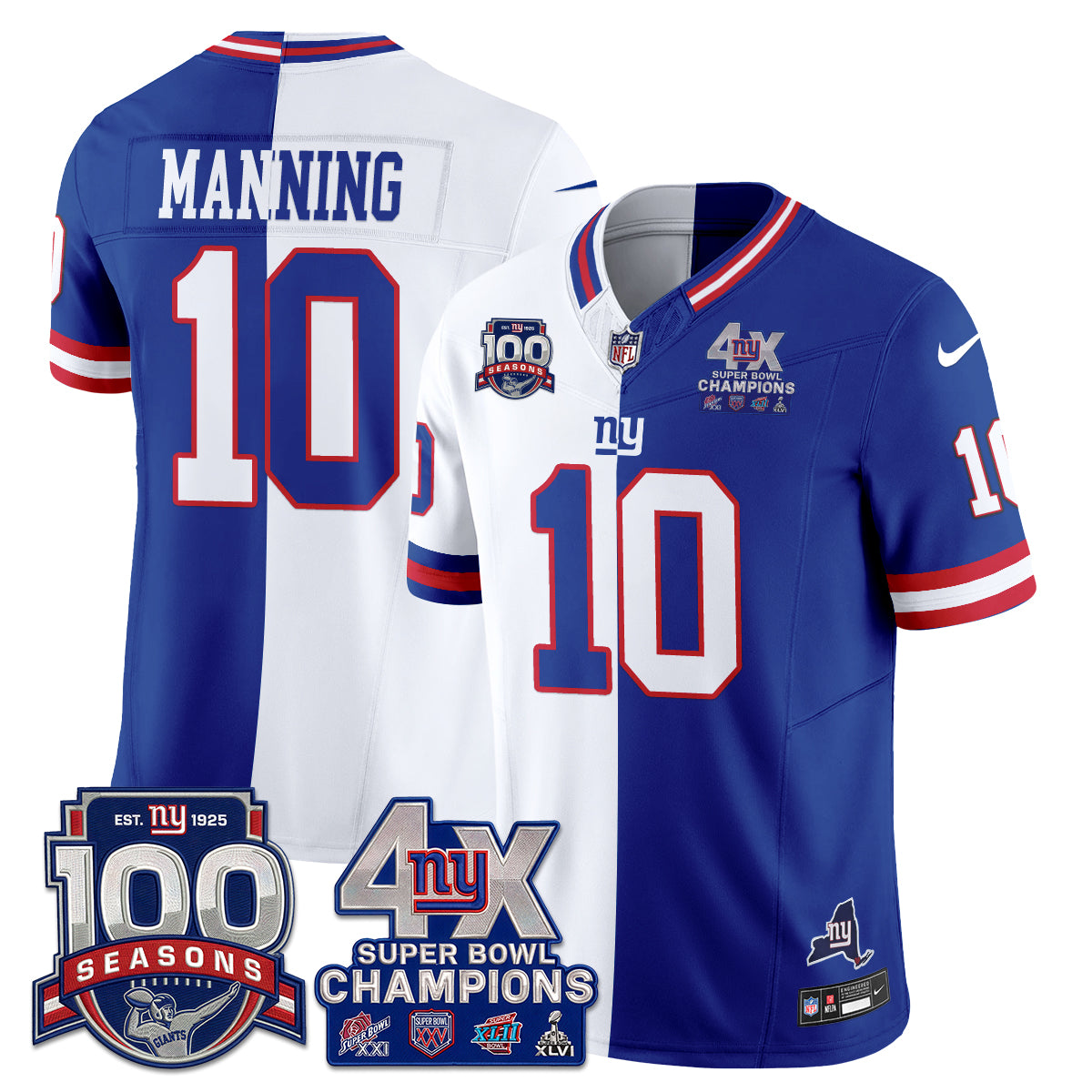 NYG 4X SBowl Split Edition Vapor Jersey - Stitched