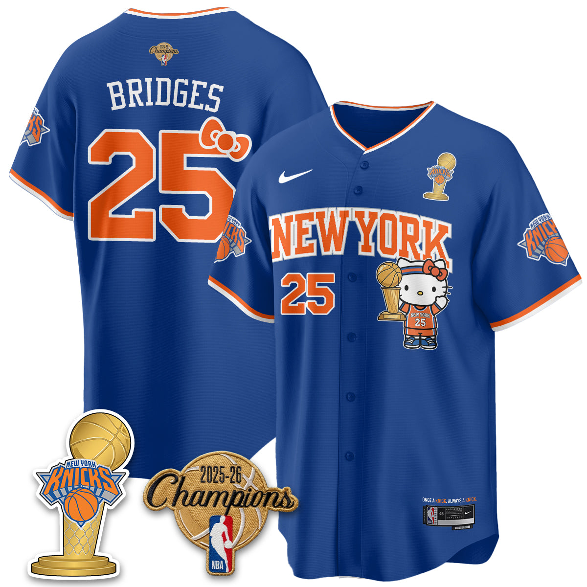 New York Knicks 2026 NBA Champions x Meow Kitty Vapor Jersey - Stitched