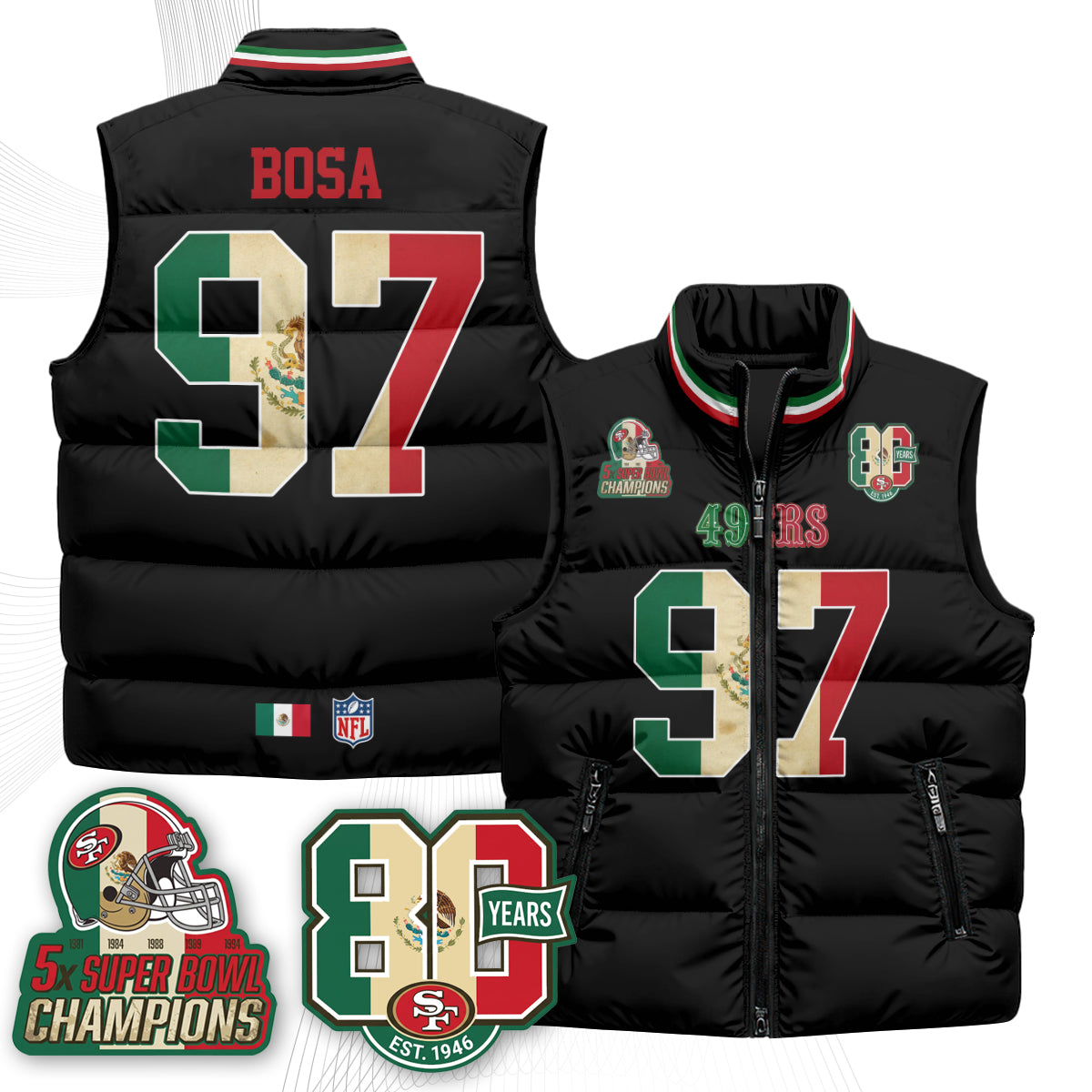 SF Mexico Style Puffer Vest - Printed