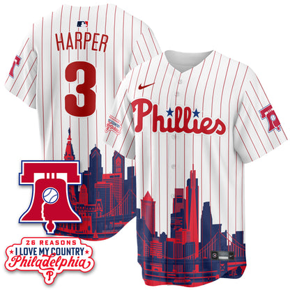 Philadelphia Phillies "26 Reasons I Love My Country" Edition Vapor Jersey - Stitched