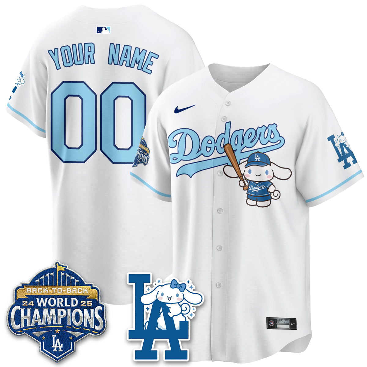 Los Angeles Dodgers Cinnamoroll Edition Vapor Custom Jersey - Stitched