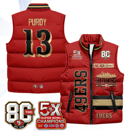 San Francisco 49ers Faithful to The Bay Puffer Vest - Printed