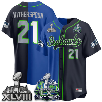 Seattle Seahawks S.Bowl Champs Split Baseball Vapor Jersey V1- Stitched