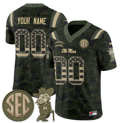 Ole Miss Rebels 2026 Salute to Service Vapor Custom Jersey - Stitched