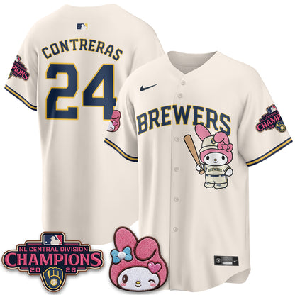 Milwaukee Brewers NL Central Champs x Pink Sanrio Friend  Vapor Jersey - Stitched