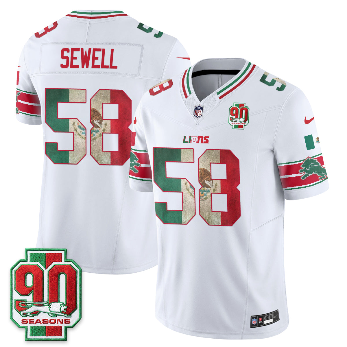 Detroit Lions Mexico Edition Vapor Jersey - Stitched