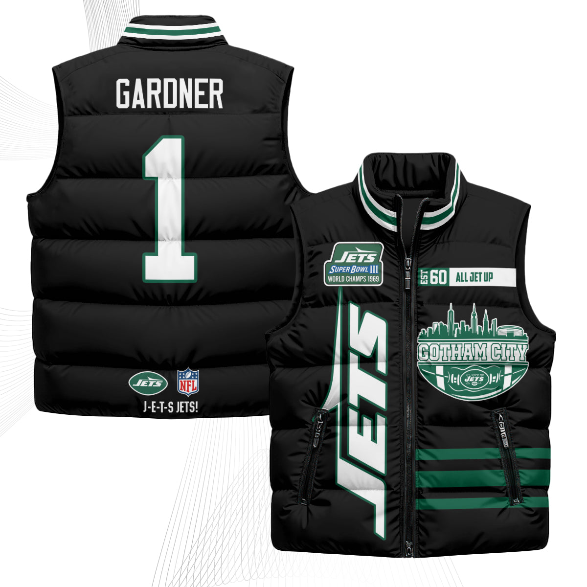 NYJ Gotham City Puffer Vest - Printed