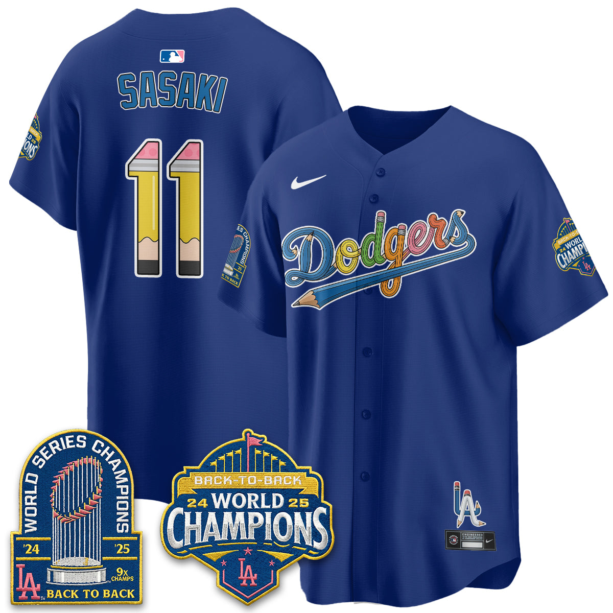 Los Angeles Dodgers x Back to School Style Vapor Jersey - Stitched