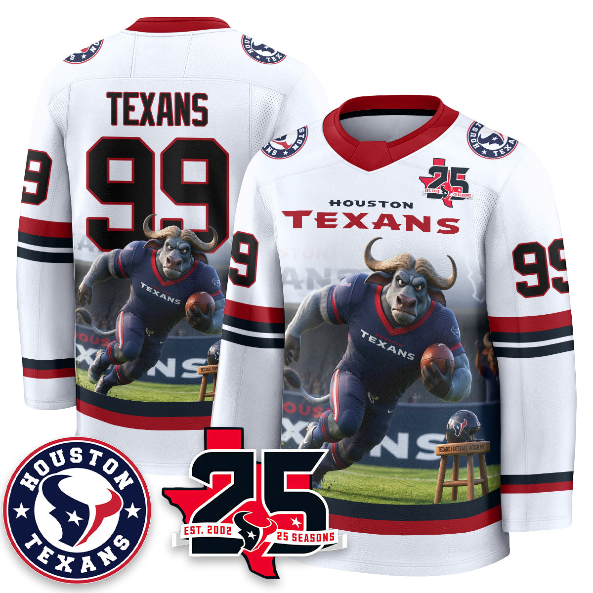 Houston Texans x Bull Chief Edition Hockey Jersey - Printed
