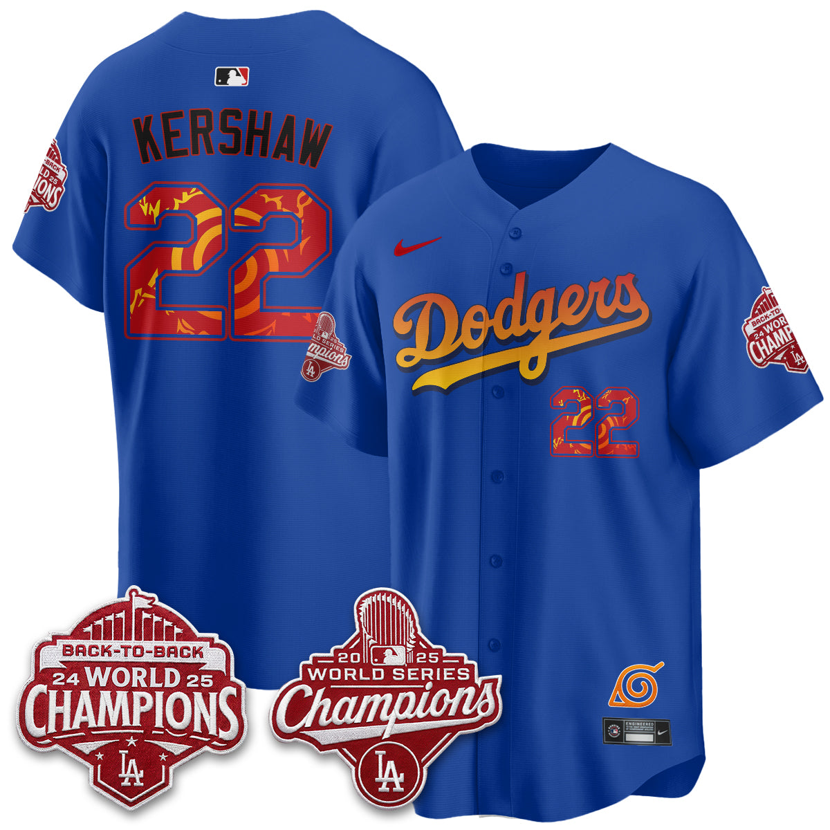 Los Angeles Dodgers x The Knucklehead Ninja Vapor Jersey - Stitched