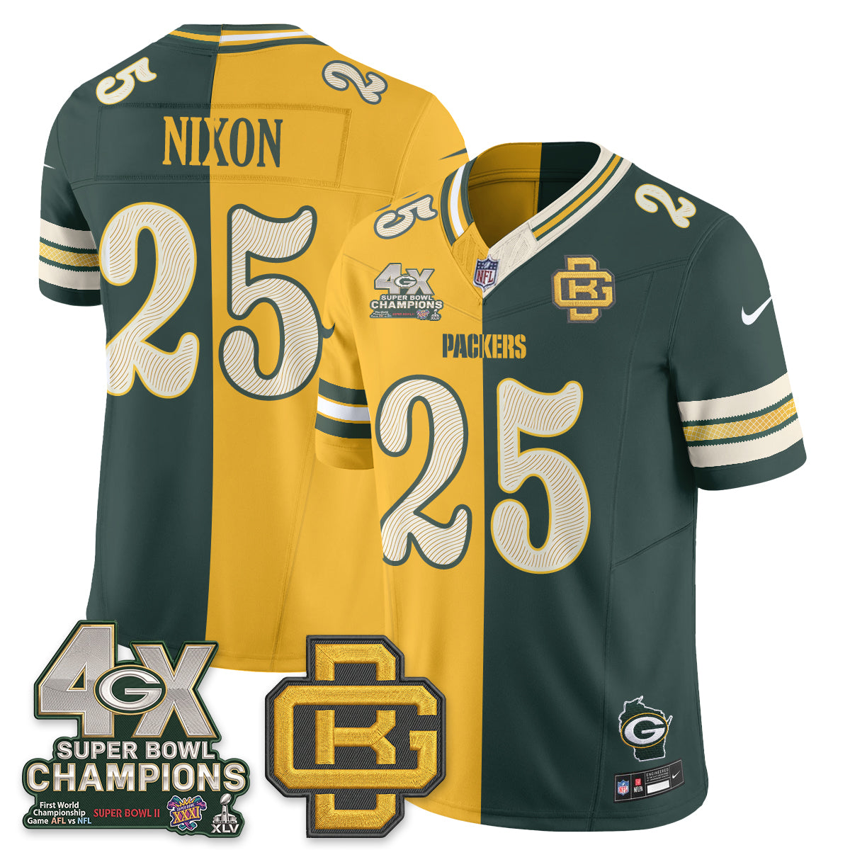 GB Rivalries Split Edition Vapor Jersey - Stitched