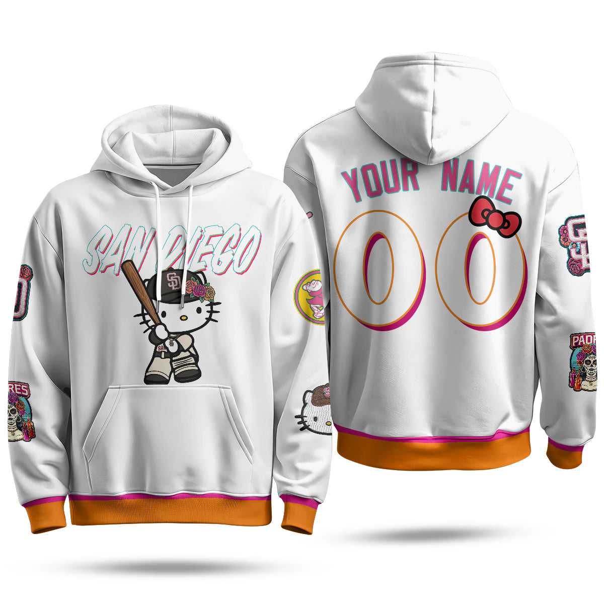 San Diego Padres x Meow KT Custom Fleece Hoodie - Printed