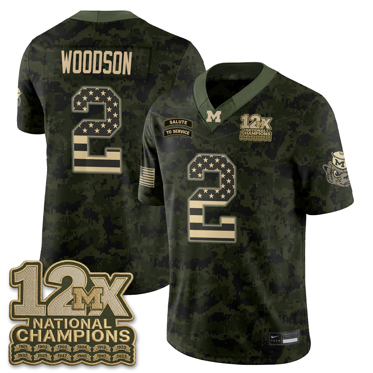 Michigan Wolverines 2026 Salute to Service Vapor Jersey - Stitched