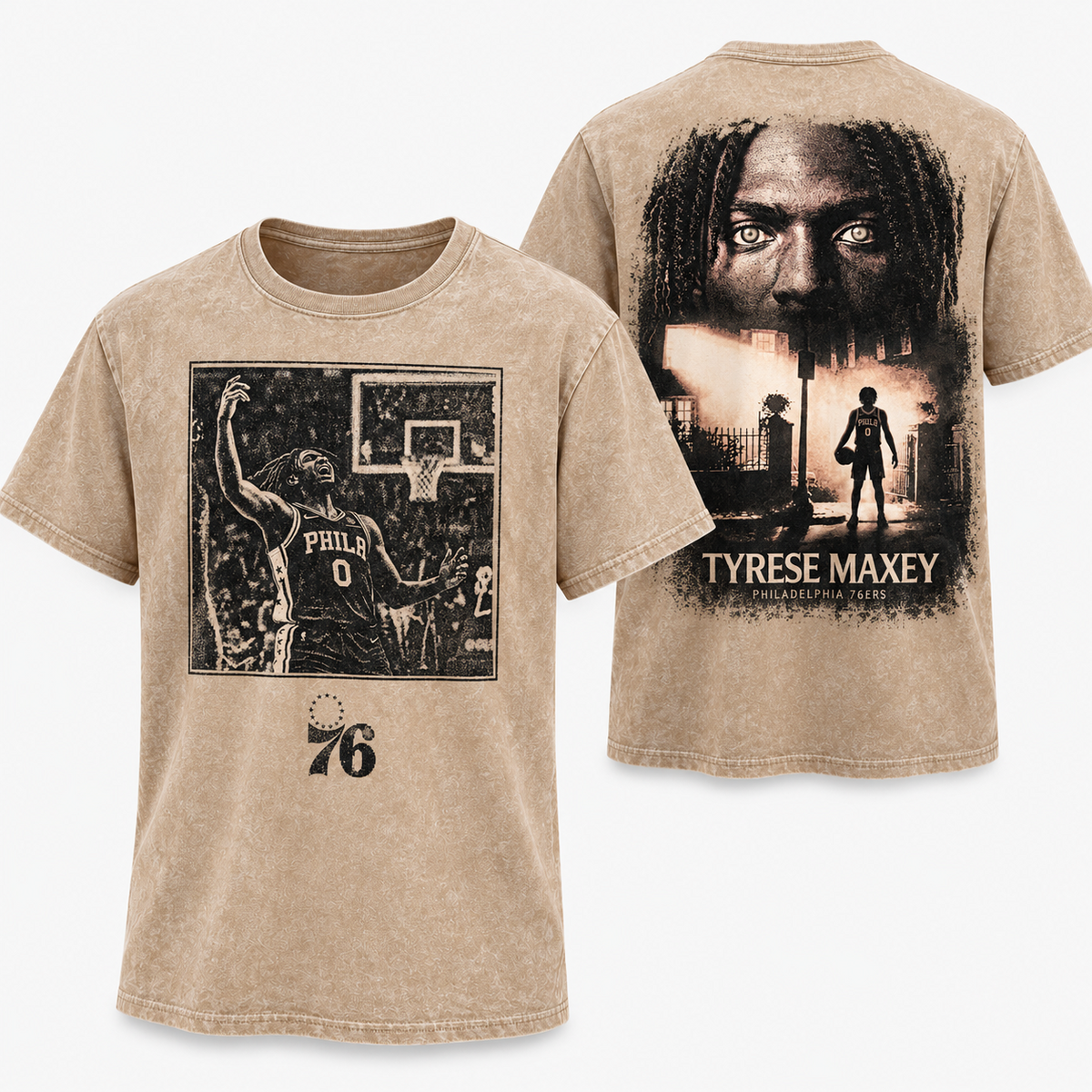 PHI #0 Tyrese Maxey Washed T-Shirt - Printed