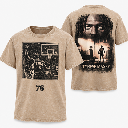 PHI #0 Tyrese Maxey Washed T-Shirt - Printed