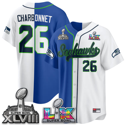 Seattle Seahawks S.Bowl Champs Split Baseball Vapor Jersey V2- Stitched