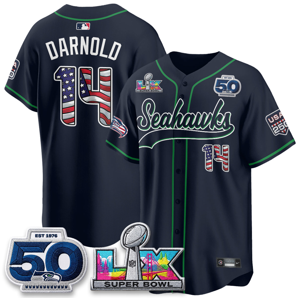 SEA SB LX Champs America Edition Vapor Baseball Jersey - Stitch