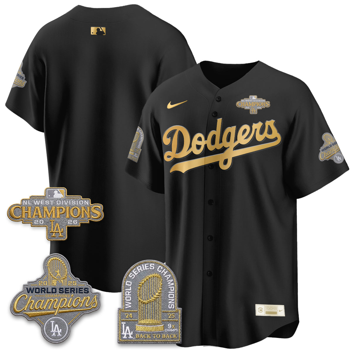 Los Angeles Dodgers 2026 NL West Champs Gold Vapor Jersey- Stitched