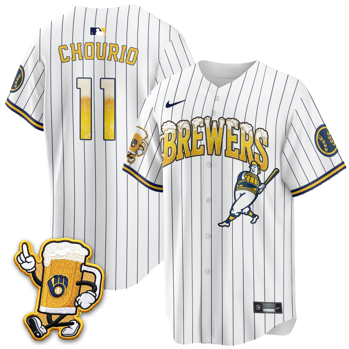 Milwaukee Brewers "Pitcher & Pint" Edition Vapor Jersey V2 - Stitched