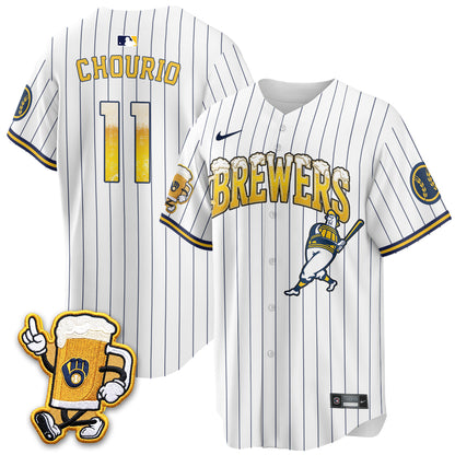 Milwaukee Brewers "Pitcher & Pint" Edition Vapor Jersey V2 - Stitched