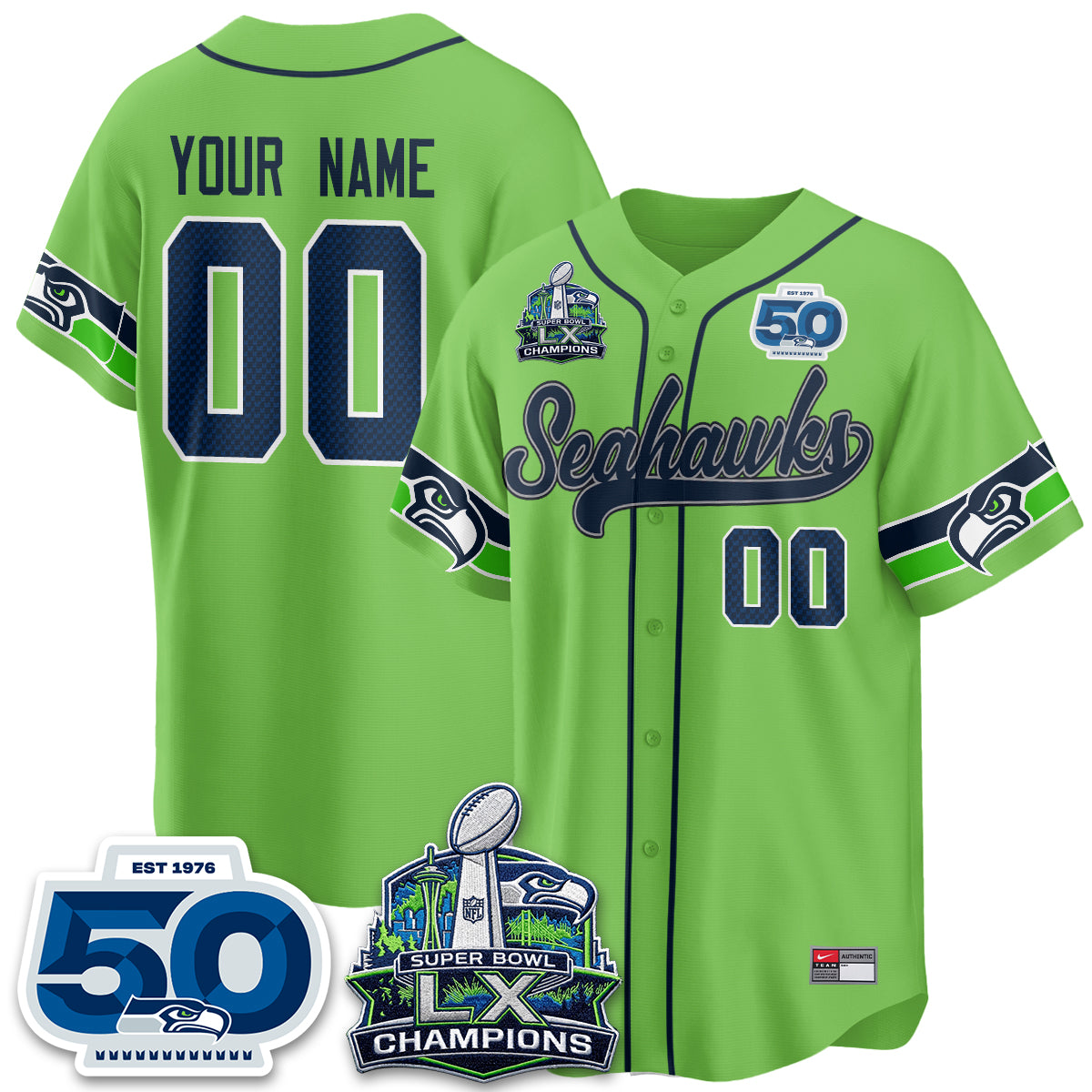 SEA SB LX Champs Vapor Baseball Custom Jersey - Stitch