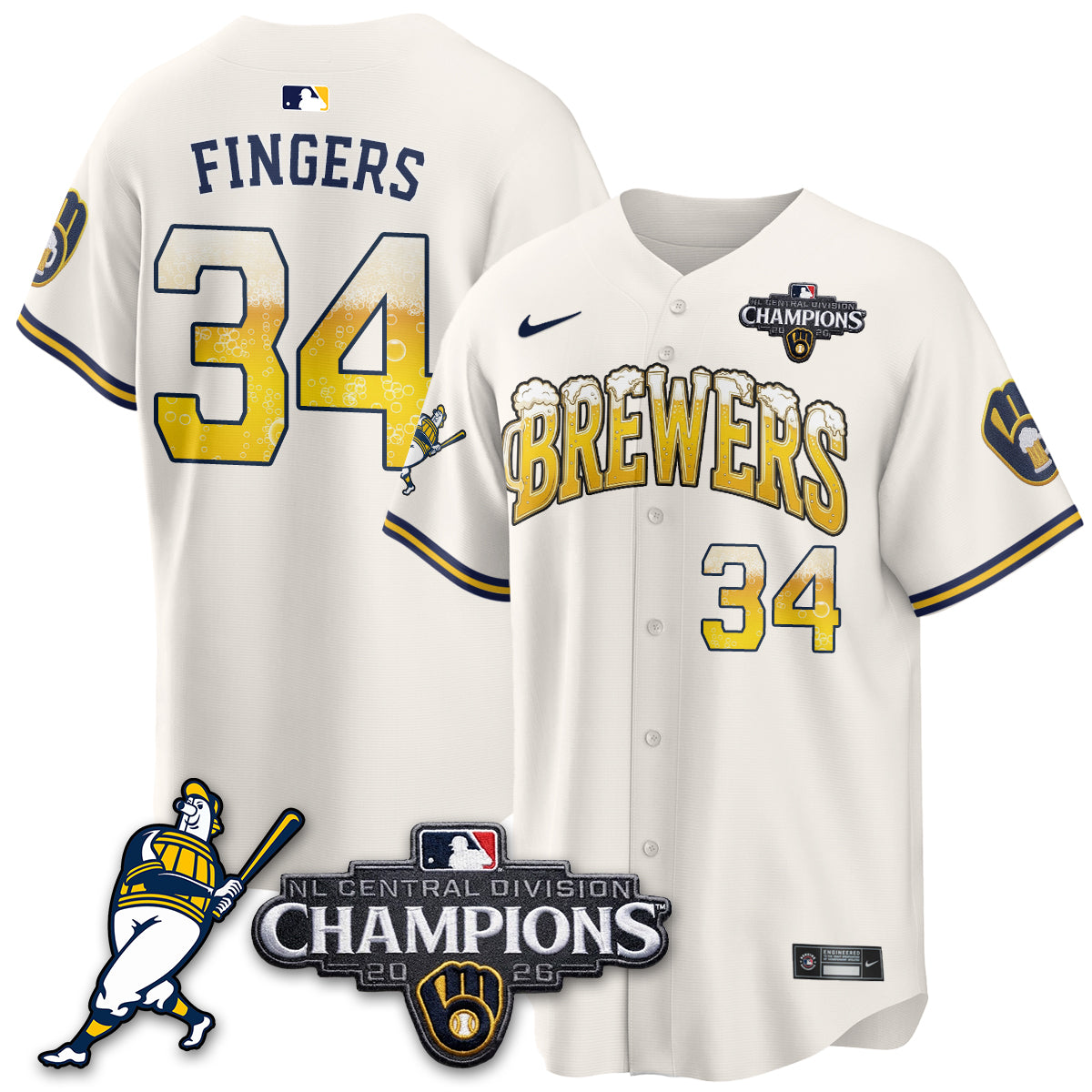 Milwaukee Brewers 2026 NL Division Champs Vapor Jersey V2- Stitched