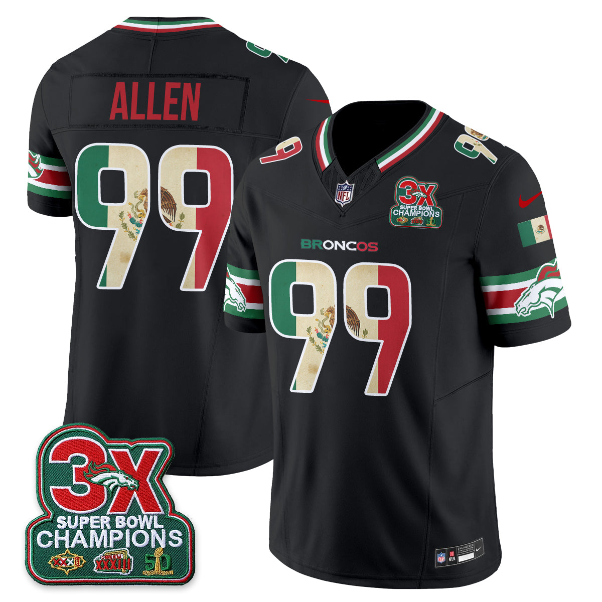 Denver Broncos Mexico Edition Vapor Jersey - Stitched