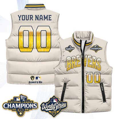 MIL "Pitcher & Pint" 2026 NL Champions Custom Puffer Vest - Printed