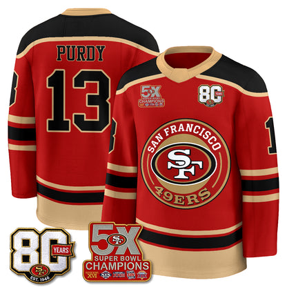 San Francisco 49ers 4X Champs Hockey Jersey - Stitched