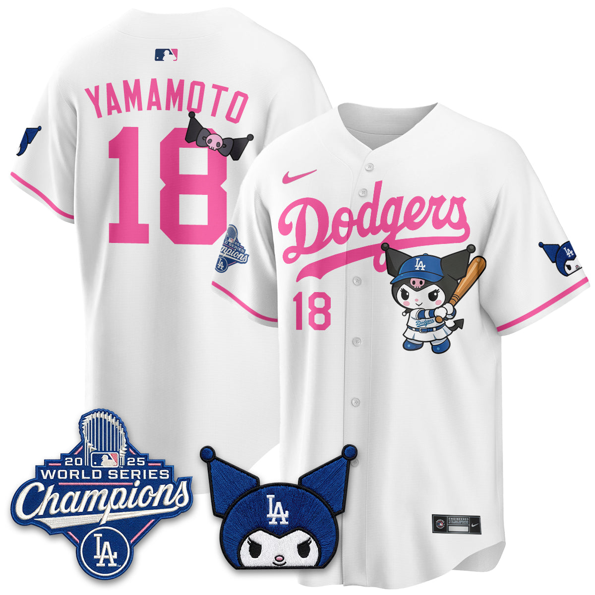 Los Angeles Dodgers Kuromi Edition Vapor Jersey - Stitched