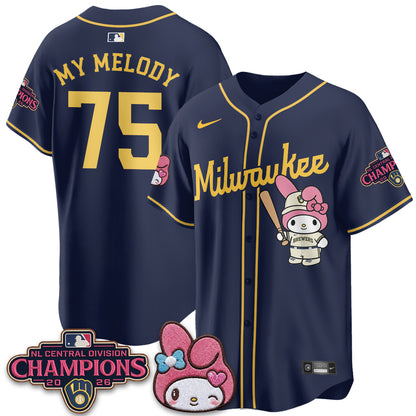 Milwaukee Brewers NL Central Champs x Pink Sanrio Friend  Vapor Jersey - Stitched