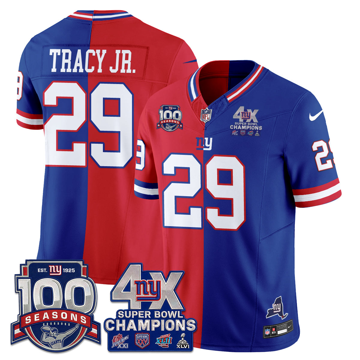NYG 4X SBowl Split Edition Vapor Jersey - Stitched