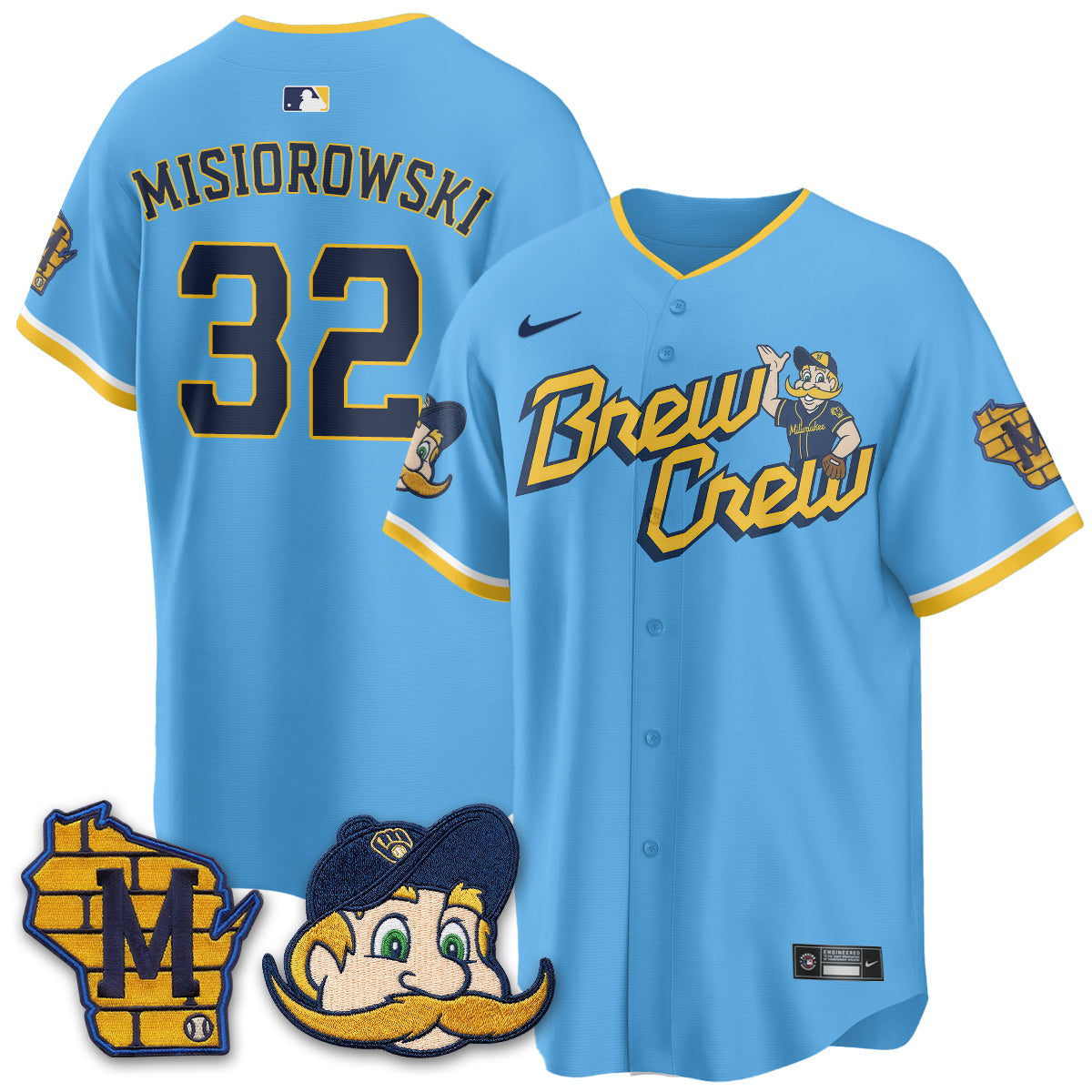 Milwaukee Brewers Bernie Edition Vapor Jersey - Stitched