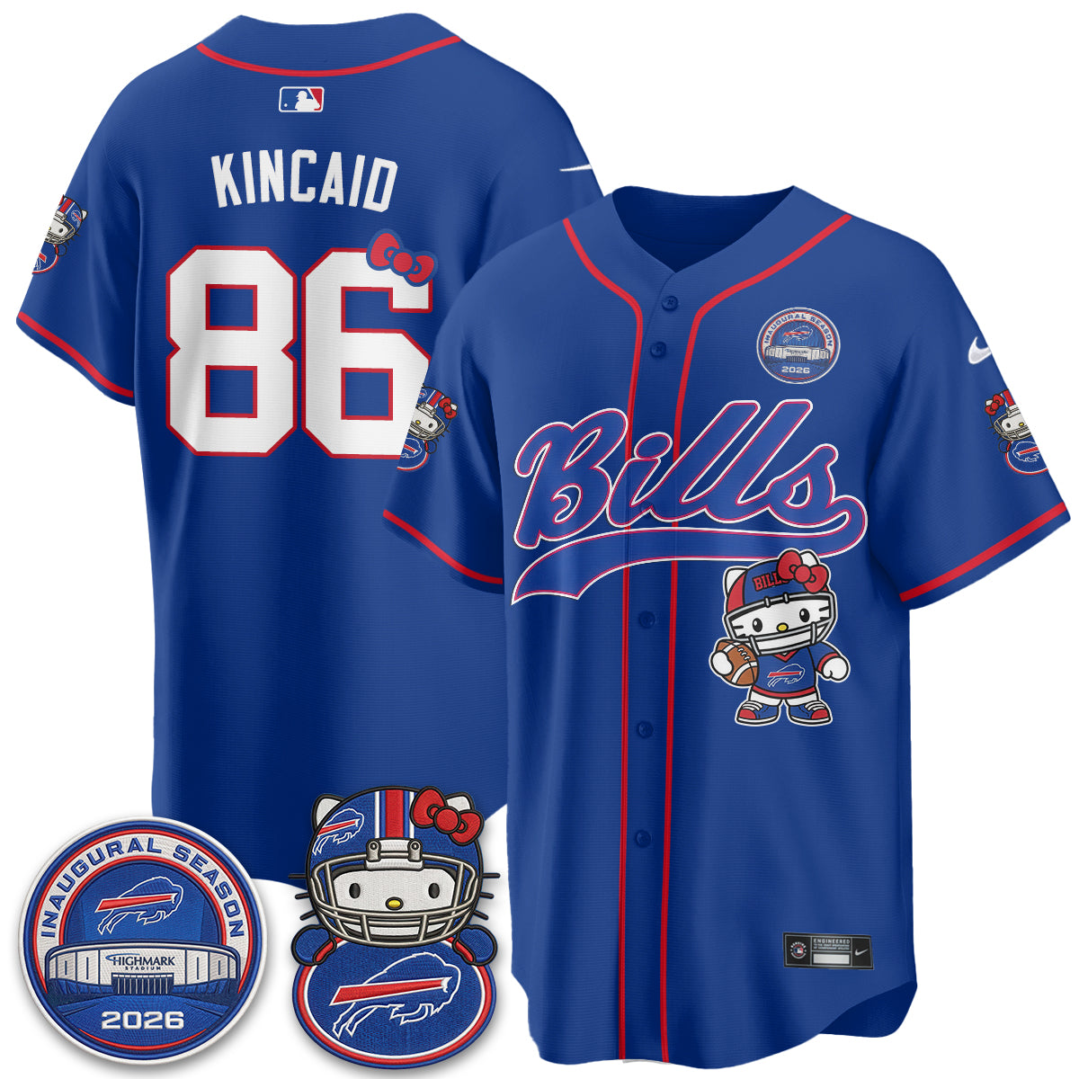 Buffalo Bills x Meow  Vapor Baseball Jersey - Stitched