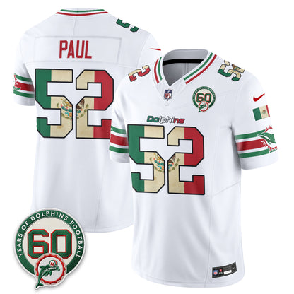 Miami Dolphins Mexico Edition Vapor Jersey - Stitched
