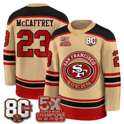San Francisco 49ers 4X Champs Hockey Jersey - Stitched