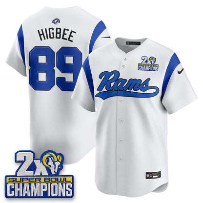 Los Angeles Rams 2X Champs Rivalries Baseball Vapor Jersey - Stitched