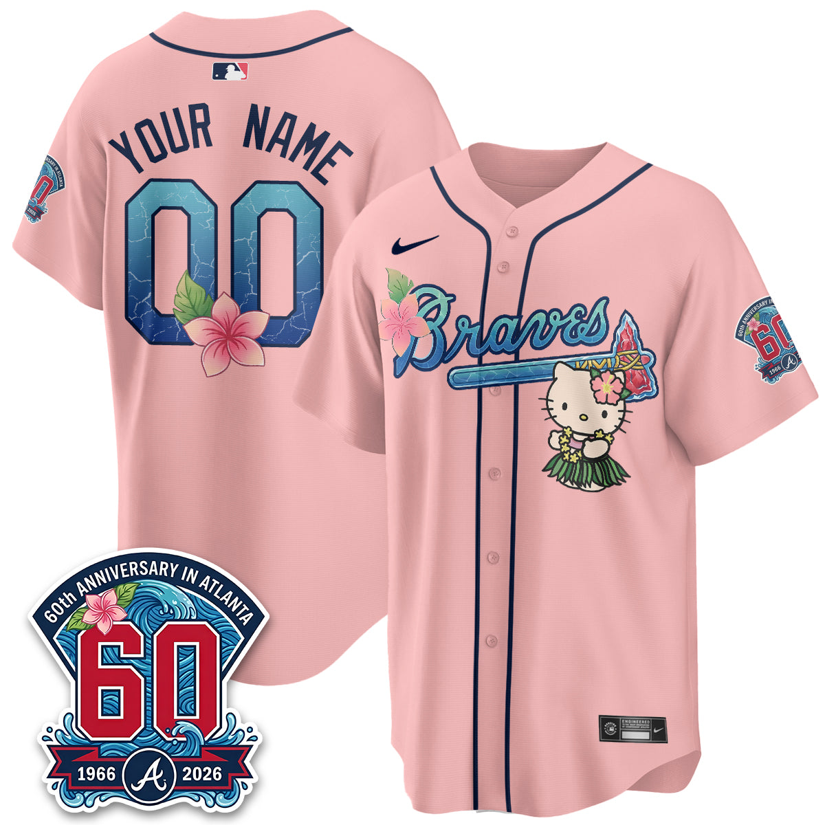 Atlanta Braves x Meow Aloha Spirit Vapor Custom Jersey - Stitched