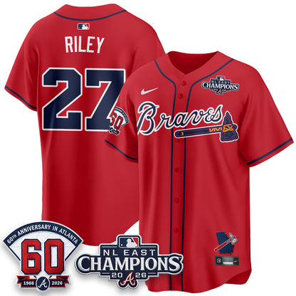 Atlanta Braves 2026 NL East Champs Vapor Jersey - Stitched