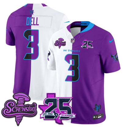 Houston Texans DJ Screw Split Vapor Jersey - Stitched
