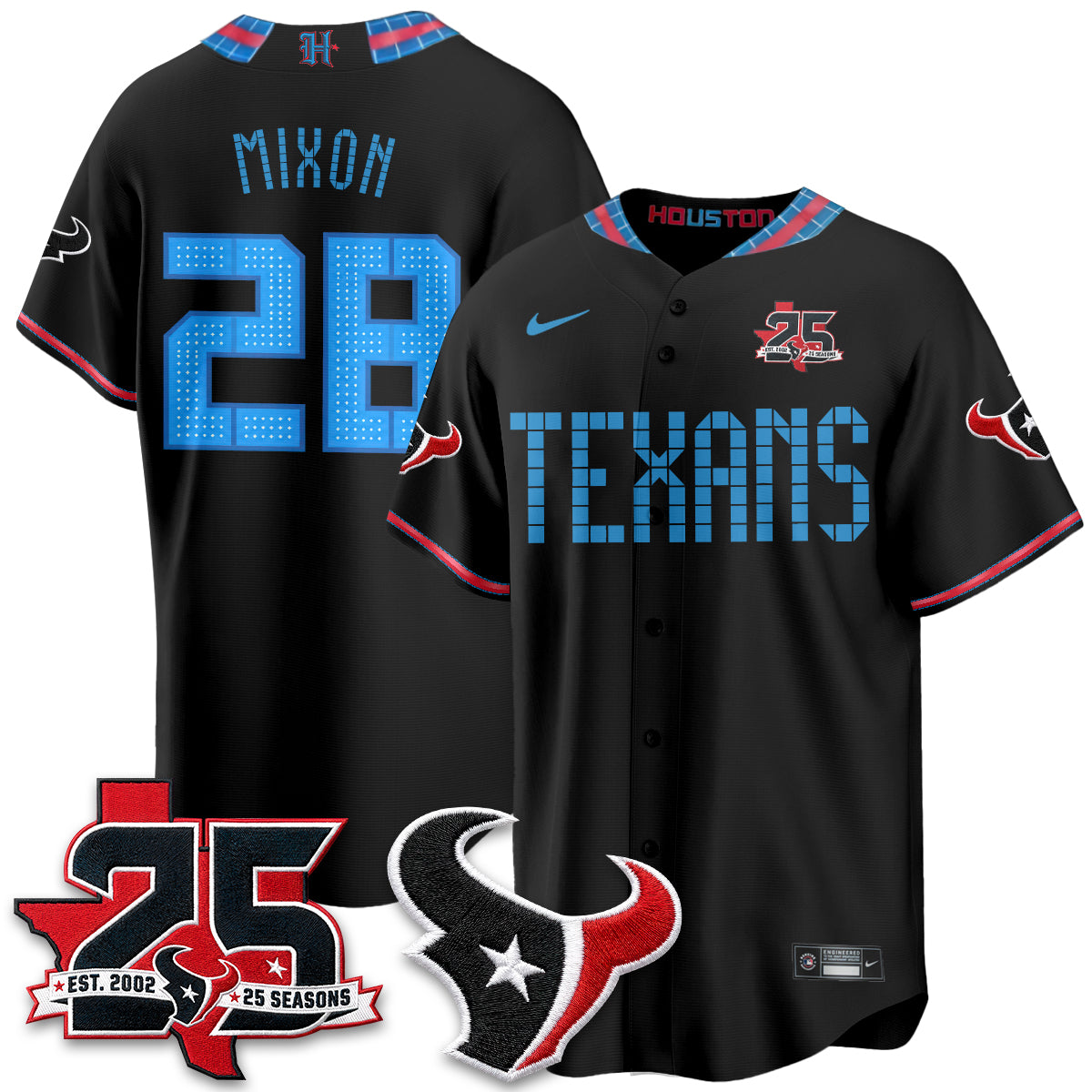 Houston Texans 2026 Rivalries Baseball Vapor Jersey - Stitched