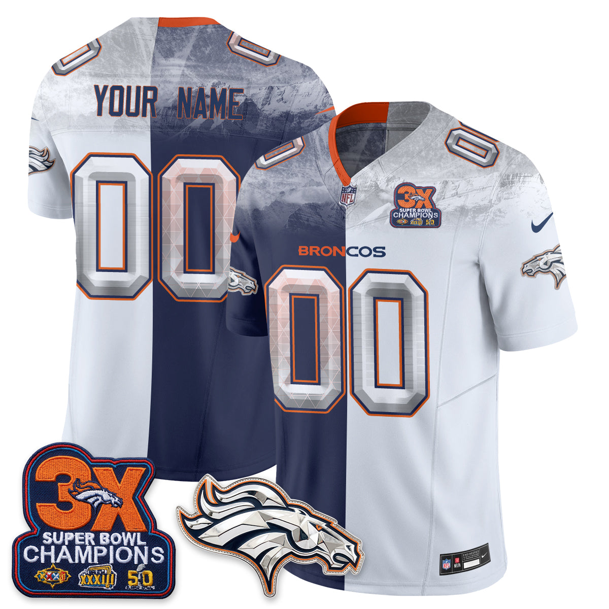DEN Mile High Split Edition Vapor Custom Jersey - Stitched