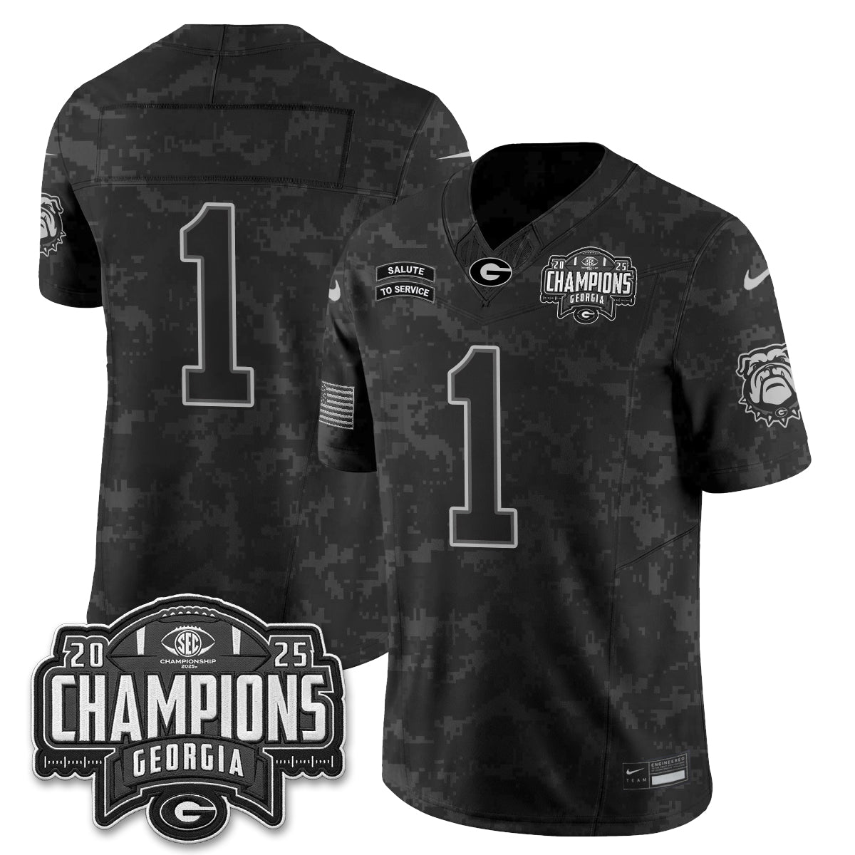 Georgia Bulldogs 2026 Salute to Service Vapor Jersey - Stitched