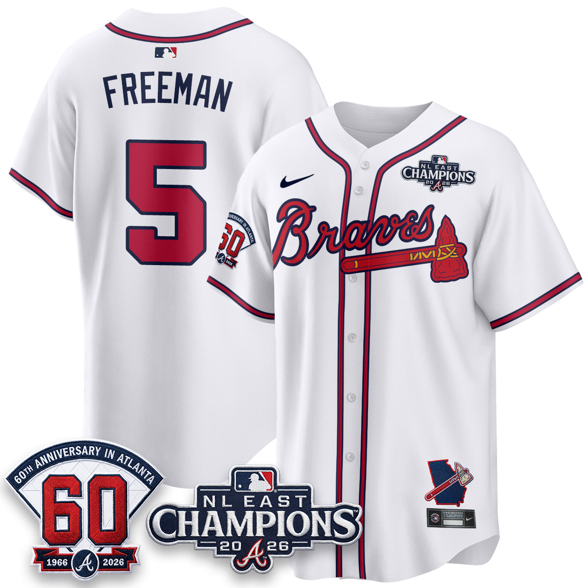 Atlanta Braves 2026 NL East Champs Vapor Jersey - Stitched