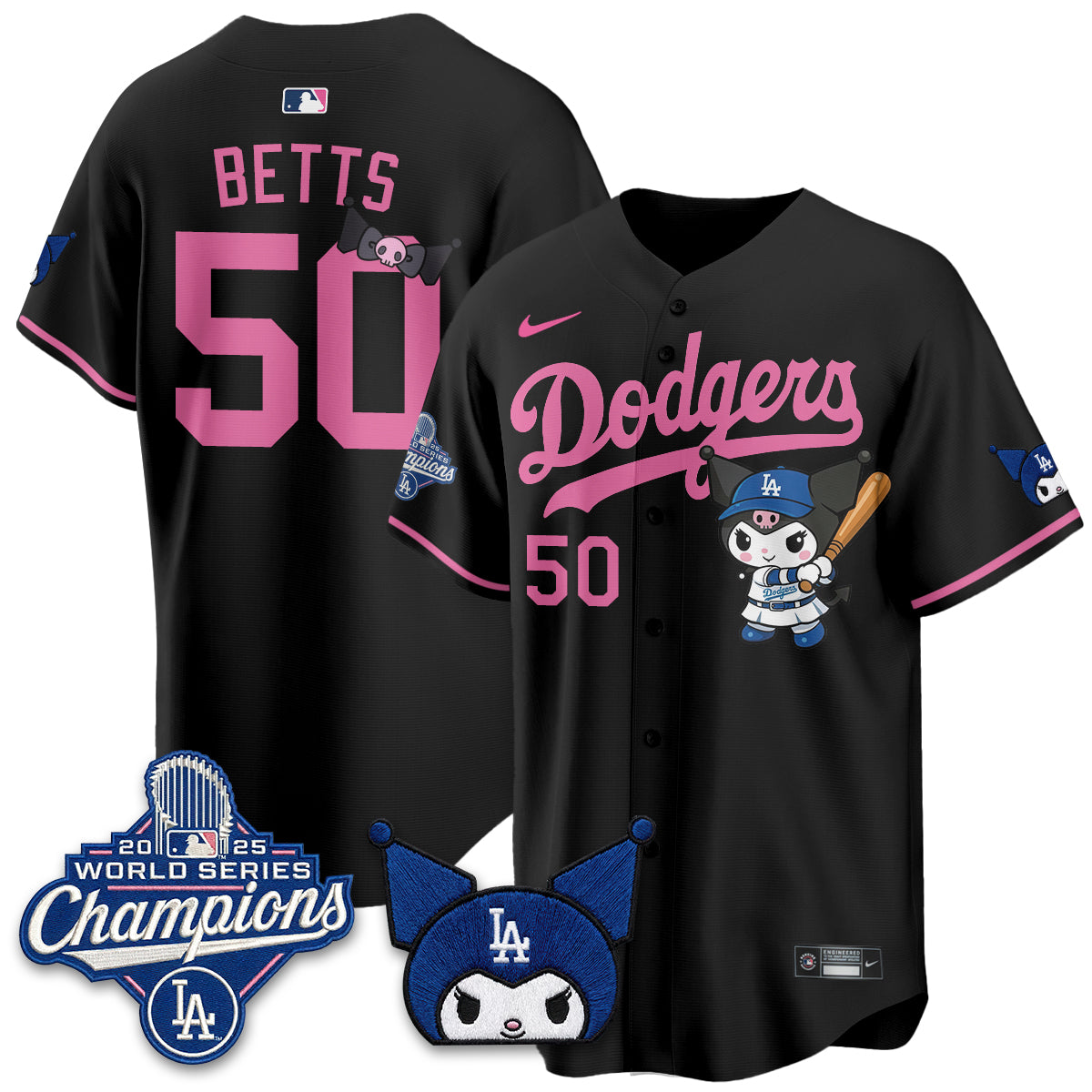 Los Angeles Dodgers Kuromi Edition Vapor Jersey - Stitched