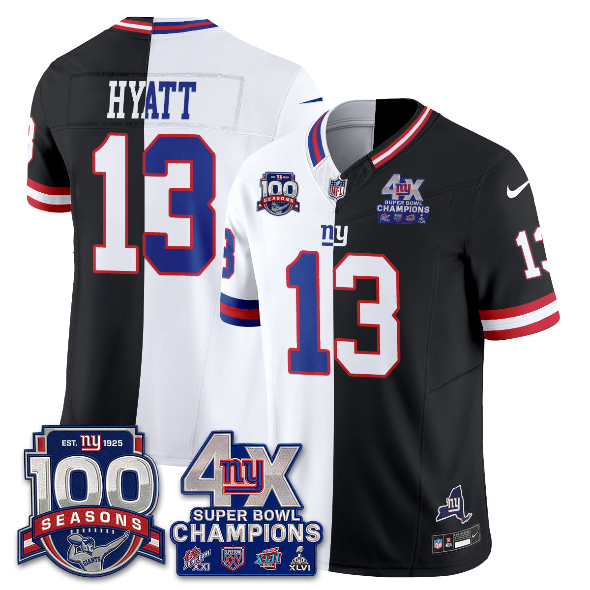 NYG 4X SBowl Split Edition Vapor Jersey - Stitched