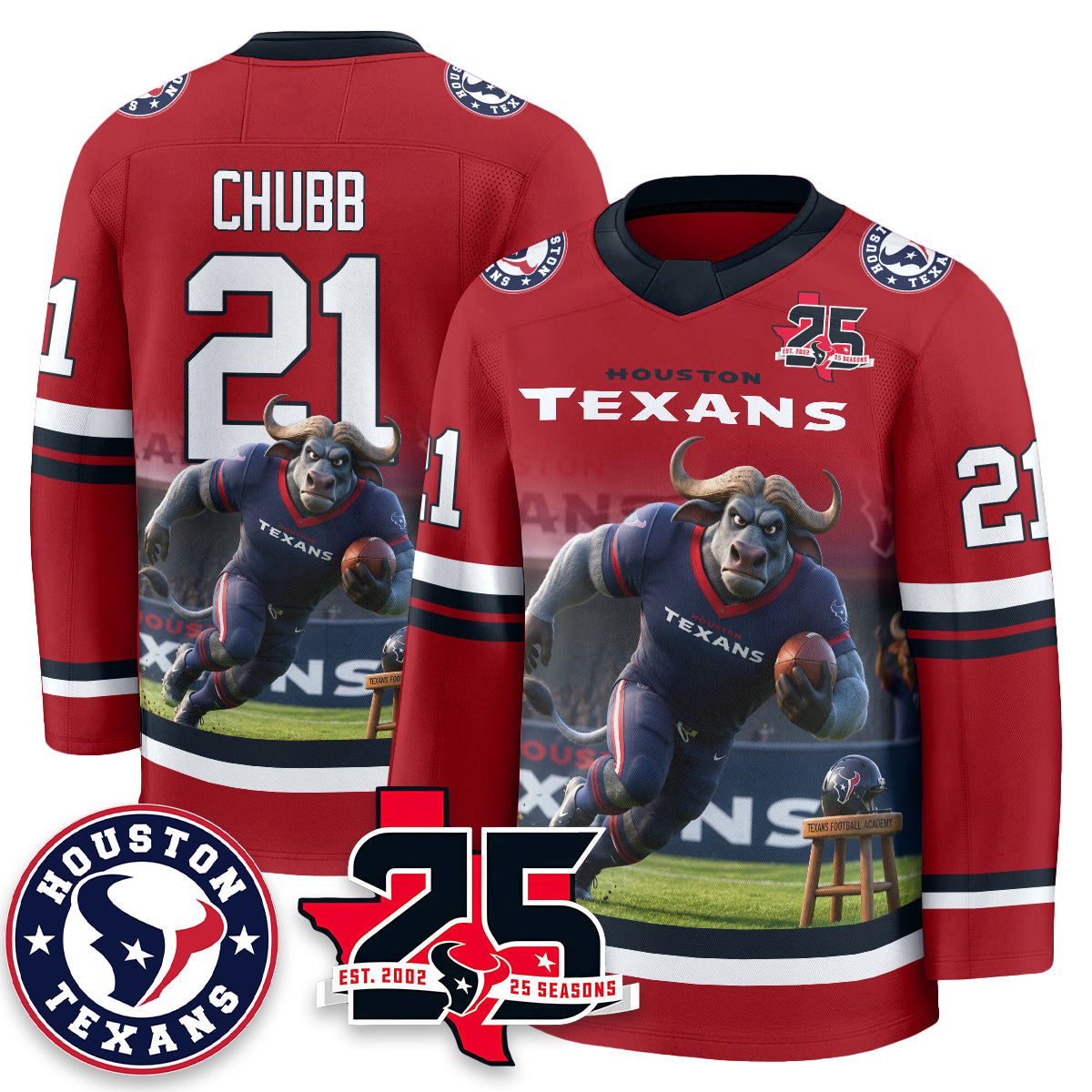 Houston Texans x Bull Chief Edition Hockey Jersey - Printed