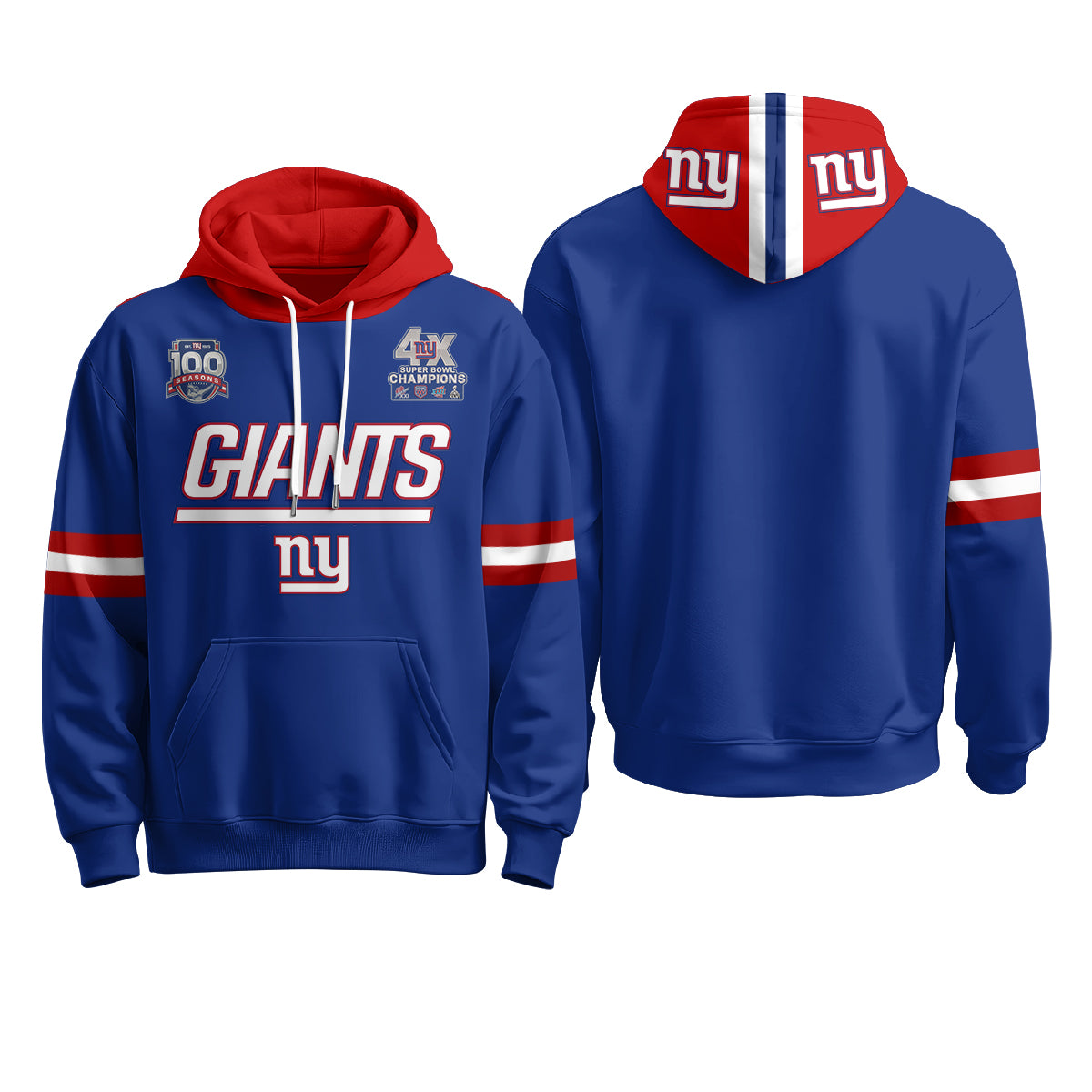 New York Giants 4X Champs S.Bowl Hoodie - Stitched