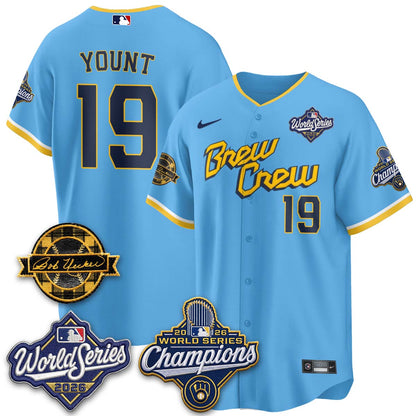 Milwaukee Brewers 2026 WS Champions - Bob Uecker Patch Vapor Jersey - Stitched